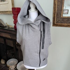 Nike Tech Fleece Cape Vest Women's Small Full Side Zip Up Hoodie Gray